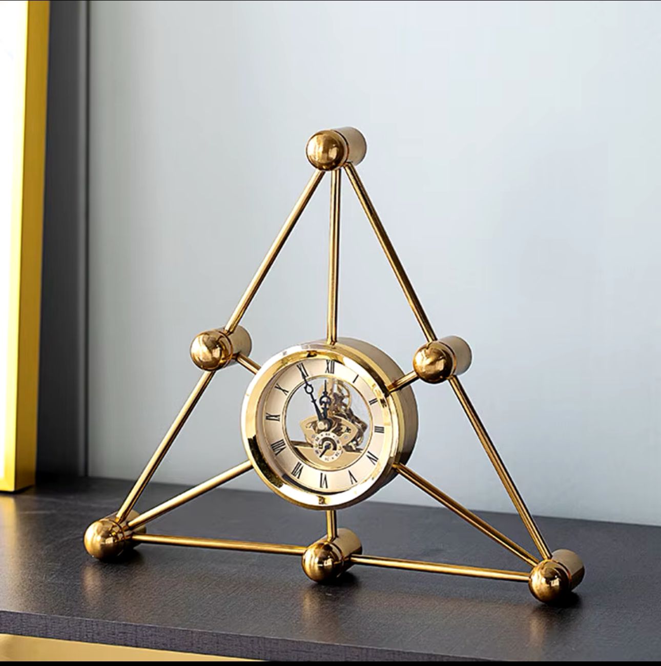 Geometric Gold Table Clock