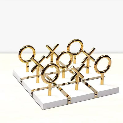 Luxury Gold & White Tic-Tac-Toe Game Set