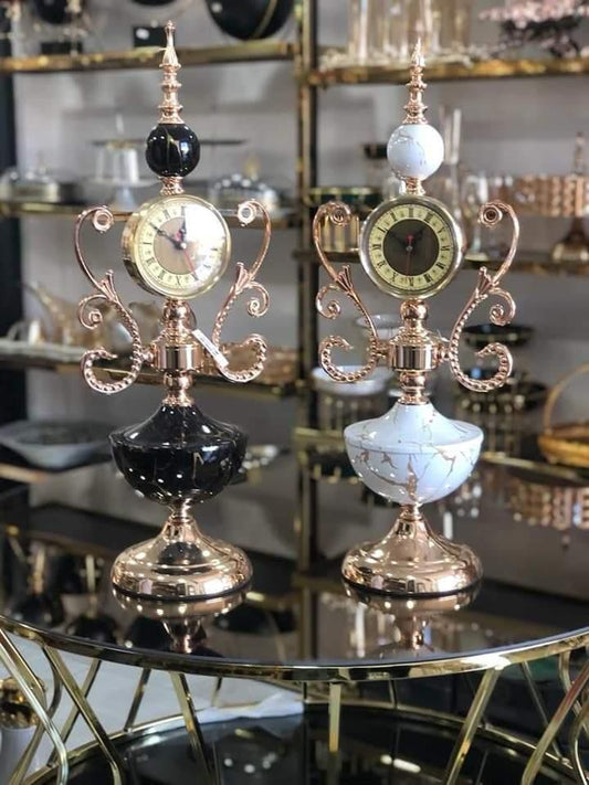 Table Clocks with Ornate Gold Detailing