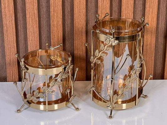 Gold Glass Candle Holders(Large)