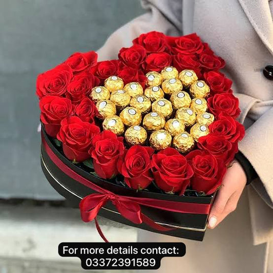 Heart-Shaped Roses & Ferrero Rocher