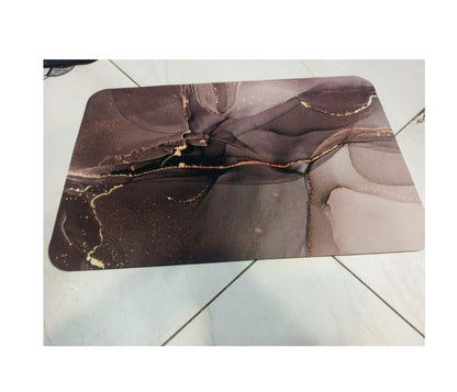 Brown and Gold Marble-Patterned Floor Mat