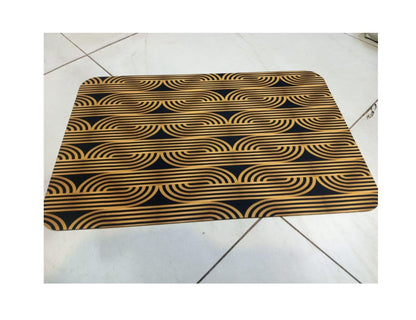 Art Deco Black and Gold Floor Mat with Geometric Pattern