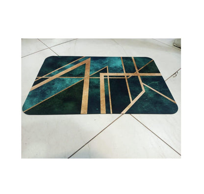 Emerald-Green and Gold Geometric Rectangular Mat