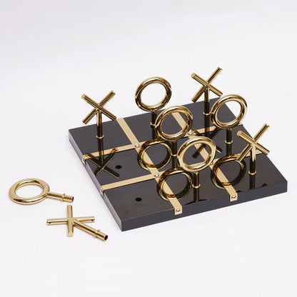 Luxury Gold & White Tic-Tac-Toe Game Set