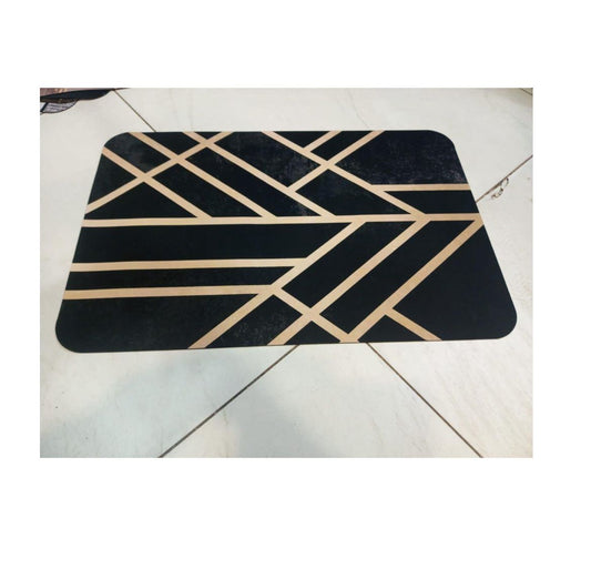 Black and Gold Geometric Rectangular Mat